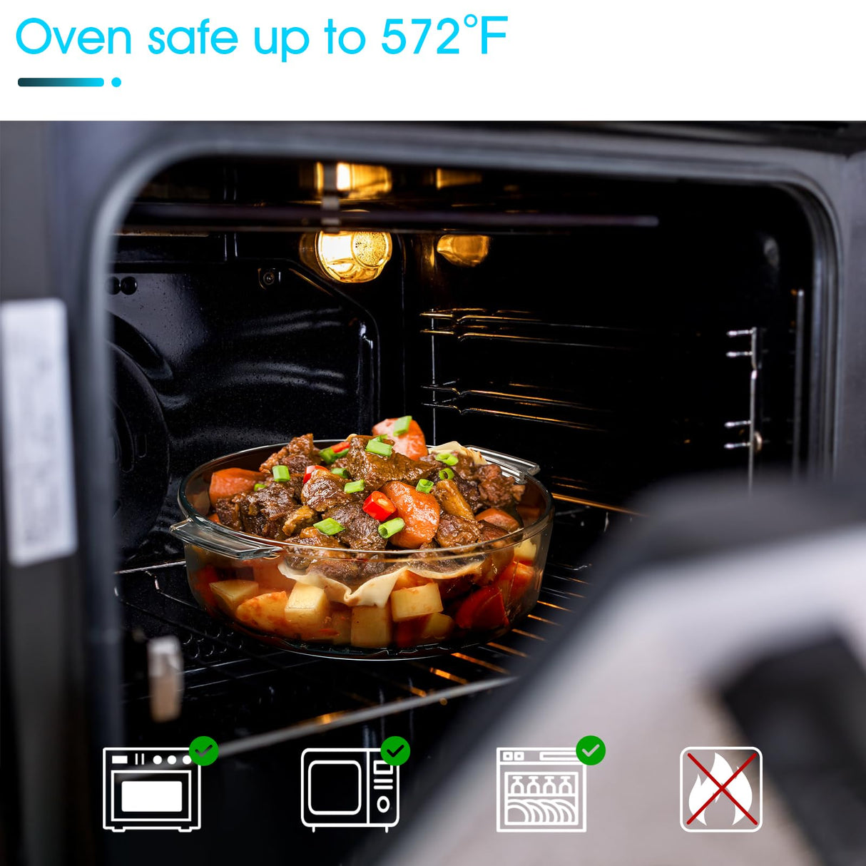 NUTRIUPS Small Glass Casserole Dish with Lid Oven Safe Casserole Dish Set 2 Pack(7.8in Square+8in Round), Microwave Safe Bowls With Lid Casserole Cookware NUTRIUPS