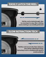 Cecarol Extension Cord Reel 12AWG/3C SJTOW 65FT Retractable Cord with Triple Tap, 15A/ 125V/ 1875W, Slow Retraction Tech, Circuit Breaker, Power Indicator, 180° Swivel (65FT, Black) Cecarol