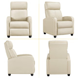 Yaheetech Recliner Chair PU Leather Recliner Sofa Home Theater Seating Adjustable Modern Single Reclining Chair Sofa with Pocket Spring Living Room Bedroom Beige Yaheetech