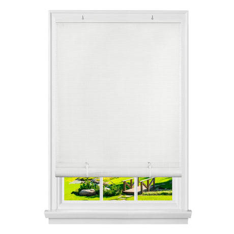 PowerSellerUSA Light Filtering Cordless Rollup Window Blinds, 72L x 30W Inches Oval Veranda Vinyl Roller Privacy Blind, Indoors-Outdoors Mount Simply Pull-Up from The Bottom Handrail, White PowerSellerUSA