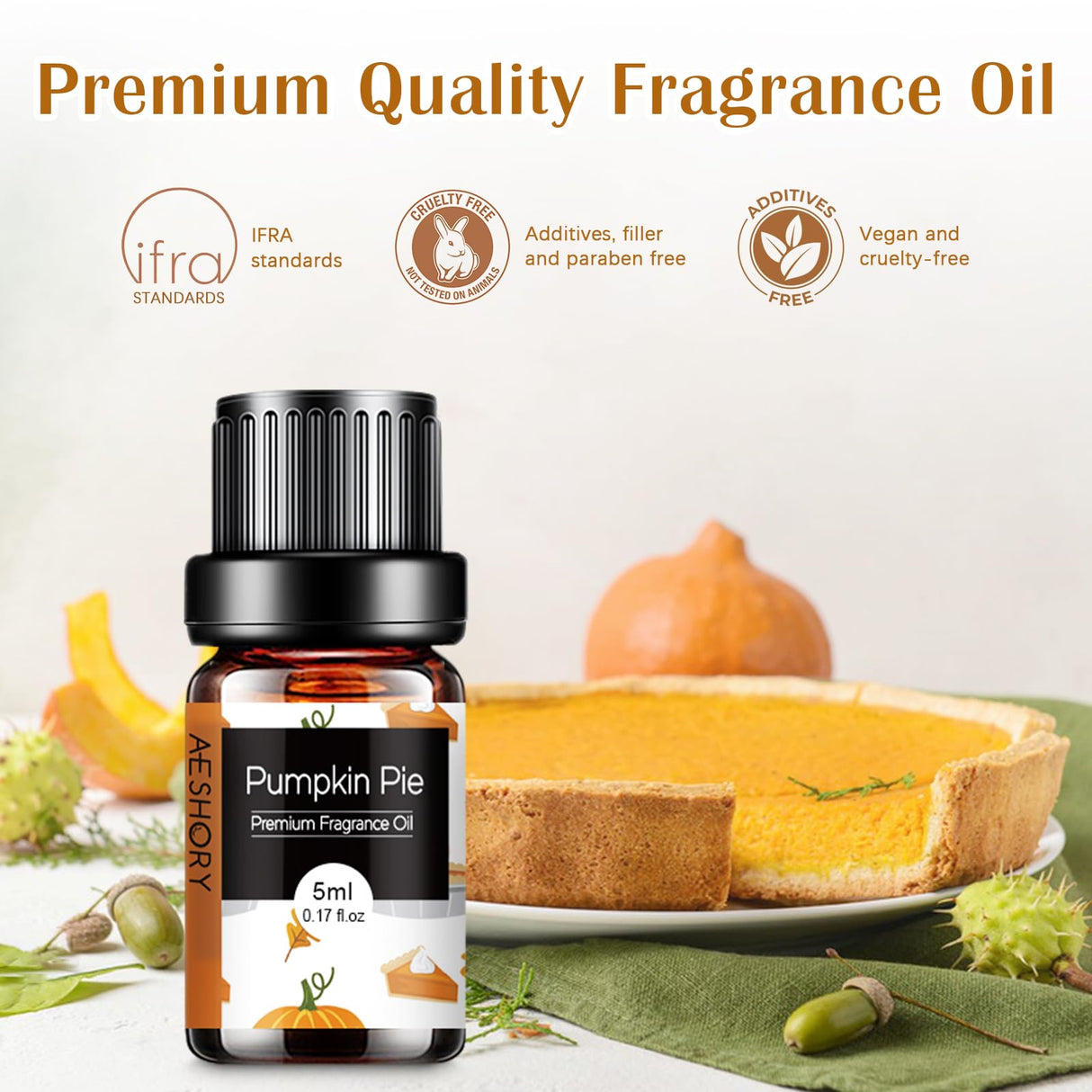 Bakery Essential Oils Set - Fragrance Oil for Diffusers, Candle Making - Pumpkin Pie, Coffee Cake, Oatmeal Cookie, Gingerbread, Cinnamon Apple Aromatherapy Scented Oils (5ml) Aeshory