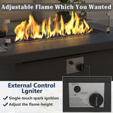 Kurapika Patio Furniture Set 10-Piece Aluminum Sectional Sofa with Armrest, Modern Outdoor Conversation Set w/55000 BTU Propane Fire Pit Table, Metal Corner Sofa with Ottoman, Sand Kurapika