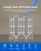 Inslogic Clear 3D Printer Resin, Yellowing & Blue Tint Resistant, Highly Transparent & High Precision & High Stability, 405nm UV-Curing Resin for LCD/DLP/SLA 3D Printing (Clear, 1kg) Inslogic