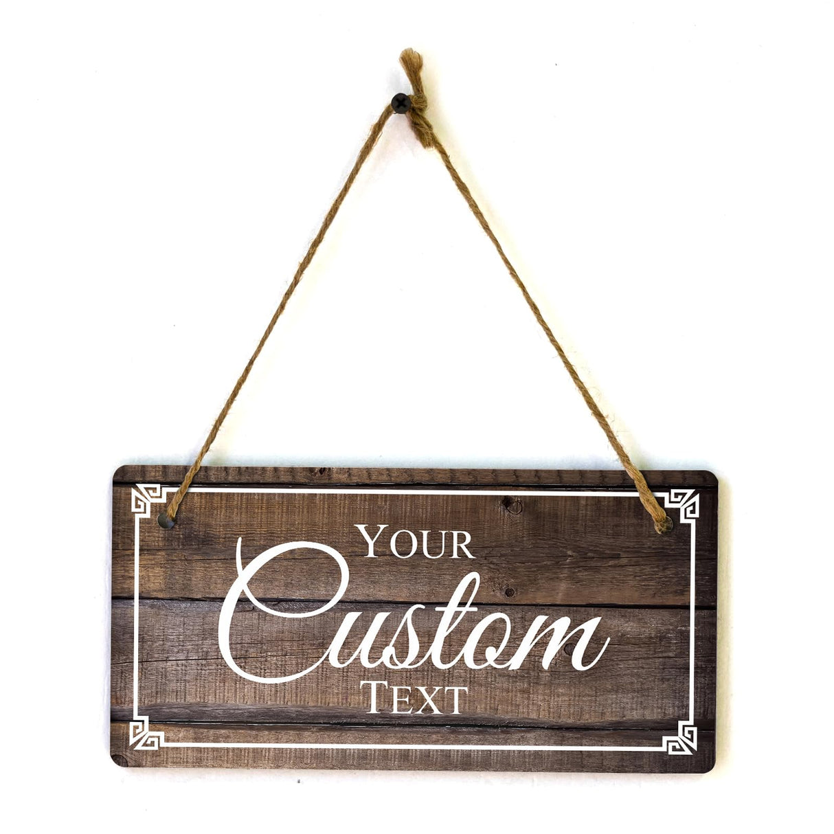 Signs ByLITA Customizable 5 x 10” Decorative Border Hanging Wall or Door Sign | Rustic Twine | Stylish Personalized Greeting Sign | Home or Business Personalized Signage Signs ByLITA
