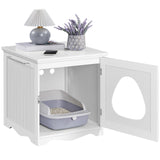 Yaheetech Cat Litter Box Enclosure, Litter Box Furniture Hidden with Towel Bar, Wooden Cat Washroom, Dog Proof Cat Litter Box Cabinet, Indoor Cat House, Side End Table, White Yaheetech