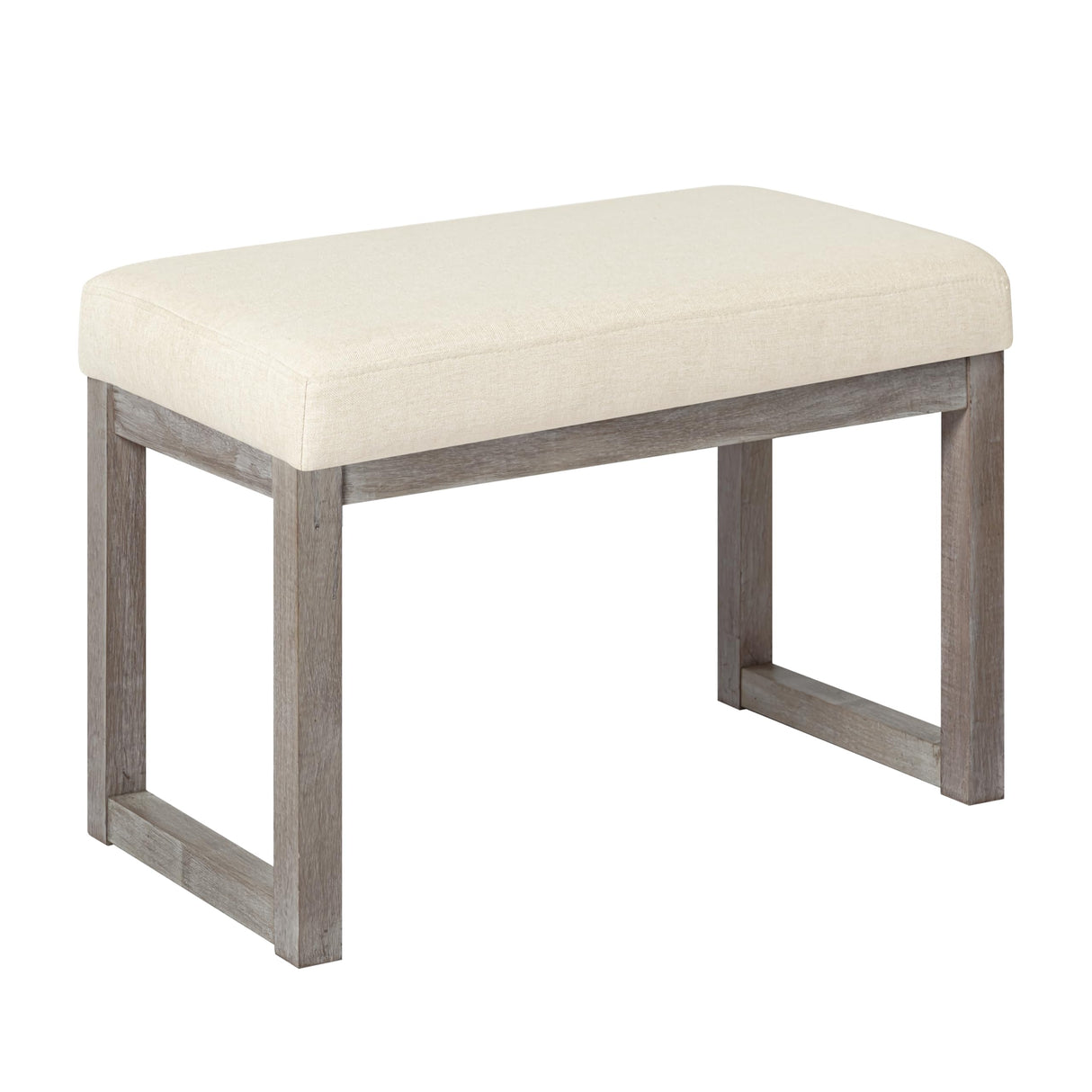 CangLong 27 Inch Wide Ottoman Bench, Rectangle Footstool with Linen Look Fabric and Wood Leg for Entryway, Bedroom & Living Room, Beige CangLong