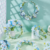 FREEBLOSS 4 Set Flower Crowns DIY Kit 67pcs Blue Flower Crown DIY Flower Crowns Headband Making Kit Handmade Floral Hair Accessories for Wedding Birthday Fairy Party Favors DIY Arts and Crafts FREEBLOSS