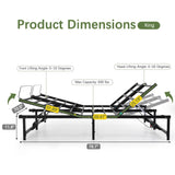 JAXPETY Adjustable Bed Frame King Electric Adjustable Bed Base with Head and Foot Incline Low-Noise Motor and Remote Control, Electric Bed Frame Fit for Most Mattress, Black JAXPETY