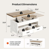 Amada Lift Top Coffee Table, 4 in 1 Convertible Coffee Table with Drawers and Hidden Compartment, Expandable Center Table Converts to Dining Table for Living Room, White & Oak AMADA HOMEFURNISHING