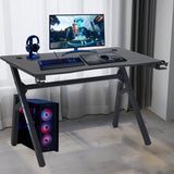 BestOffice Gaming Desk Computer Desk 47"x 23" Home Office Desk Extra Large Modern Ergonomic Black PC Carbon Fiber Table Gamer Workstation with Cup Holder Headphone Hook,Blue BestOffice