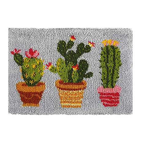 Tapestry Kits Latch Hook Rug Kits Carpet Embroidery Latch Hook Rug Needlework Button Package DIY Rugs Hook Rug Point Rug Cactus HCDMRE