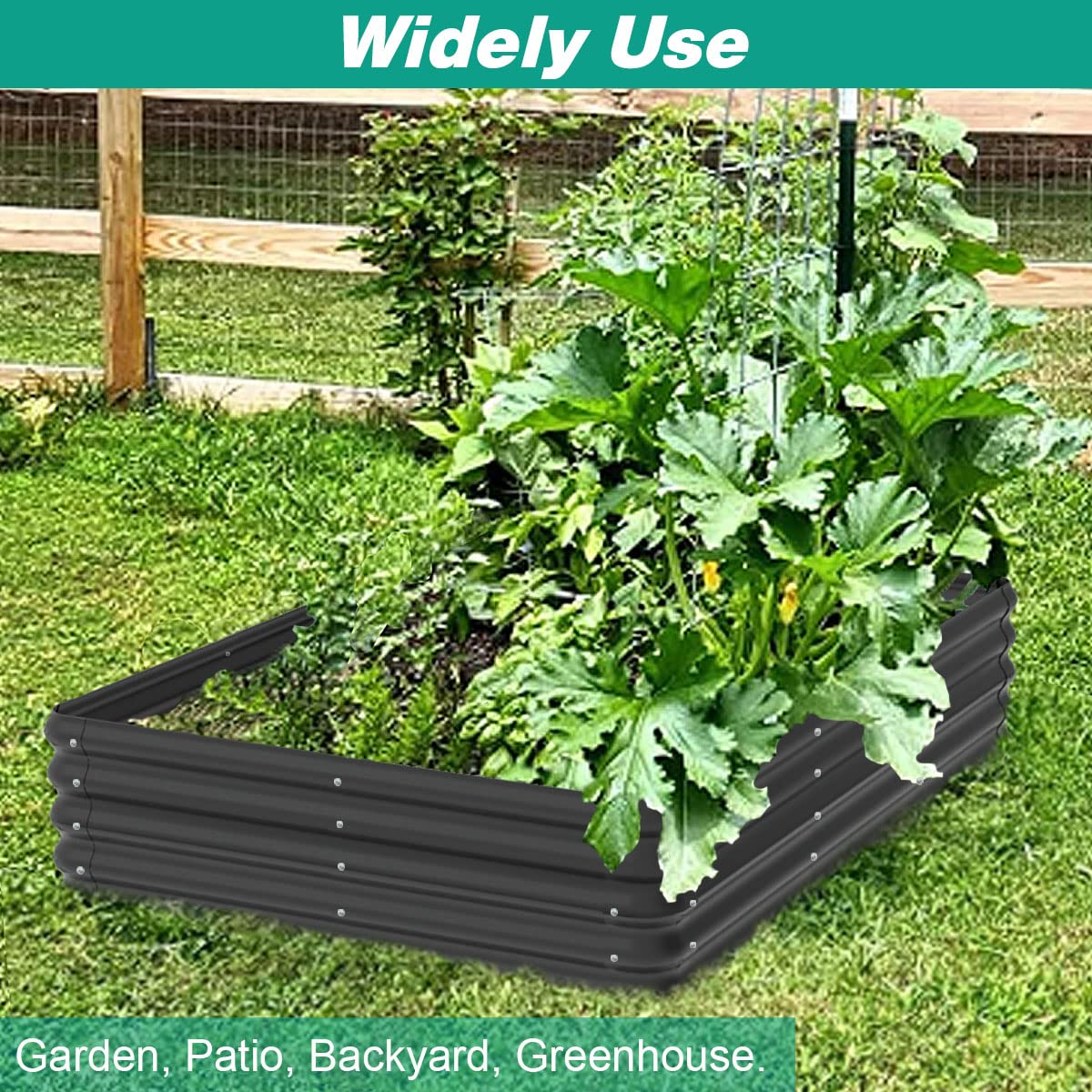 Tigerden Outside Raised Garden Bed Kit for Vegetables, Herbs, Flowers, and Fruits, 3.0x3.0x1.0ft Planters Box for Outdoor Plants, Black