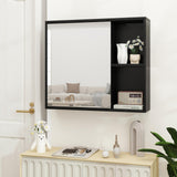 Giantex Medicine Cabinet, Bathroom Wall Cabinet with Mirror Door, 2 Adjustable Shelves, 2 Open Shelves, Vanity Mirrored Cabinet, Over The Toilet Storage Cabinet for Laundry Room Entryway, Black Giantex