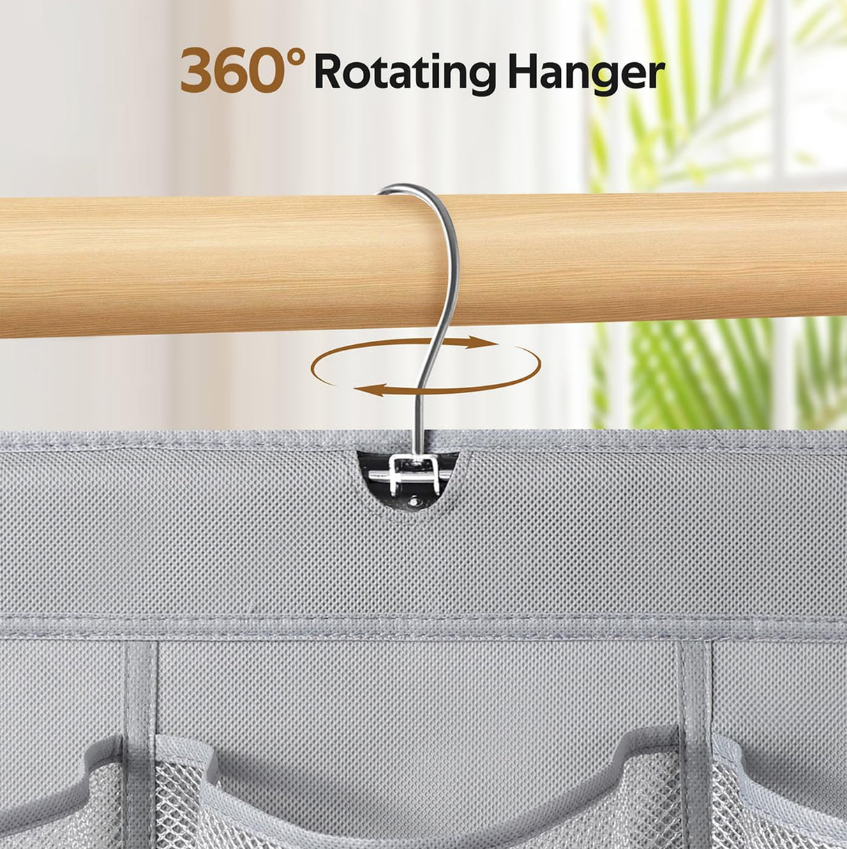 MISSLO 30 Large Pockets Dual Sided Hanging Shoe Organizer for Closet with Rotating Hanger Hanging Shoe Shelves, Grey MISSLO