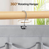 MISSLO 30 Large Pockets Dual Sided Hanging Shoe Organizer for Closet with Rotating Hanger Hanging Shoe Shelves, Grey MISSLO