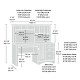 Sauder Harbor View Desk W/hutch, L: 62.13" x W: 23.39" x H: 57.52", Salt Oak Finish Sauder