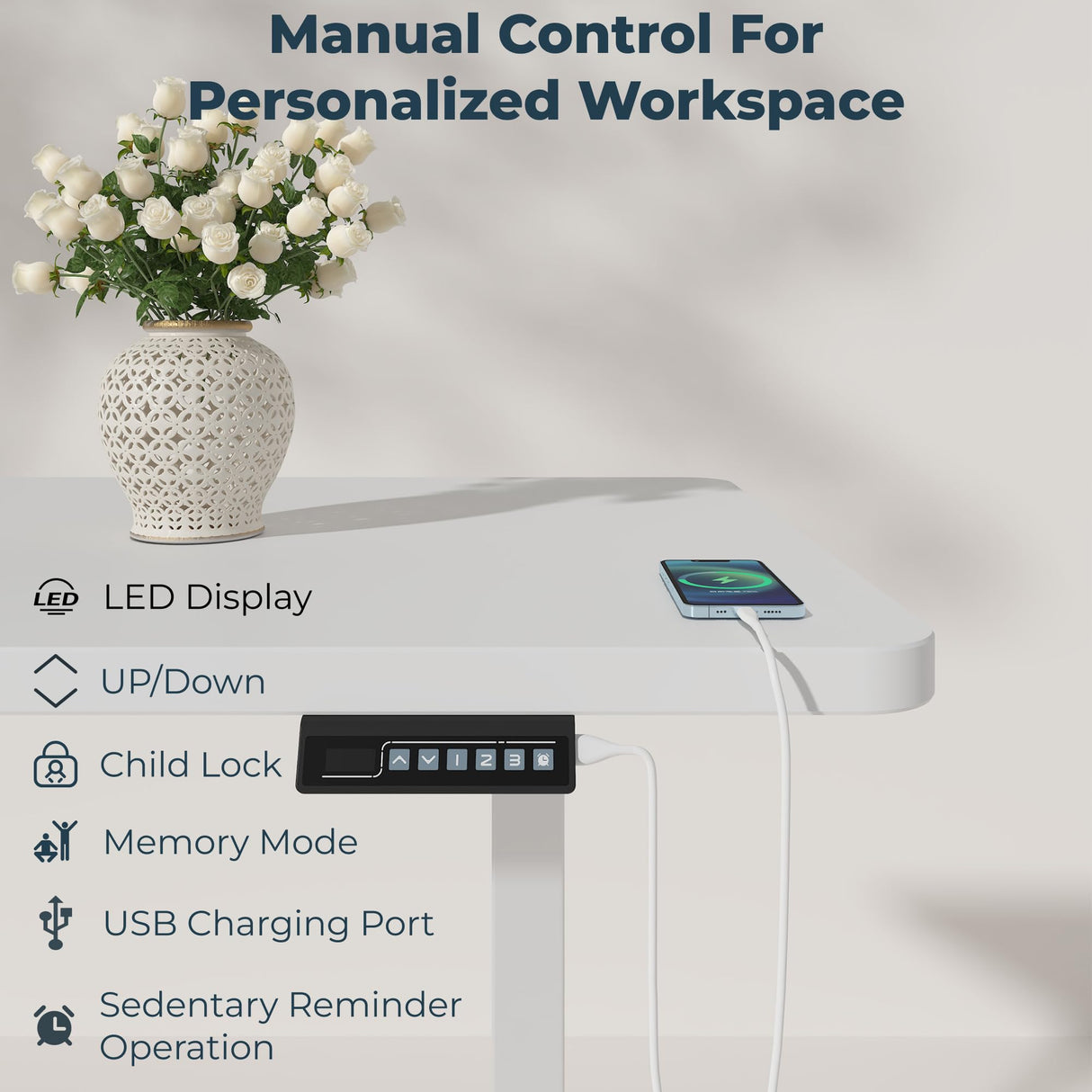 FitStand Standing Desk, Large 71x31 Inches Height Adjustable Stand Up Desk with Cable Management, Home Office Computer Desk with Memory Preset with Charging USB Port & Sedentary Reminder FitStand