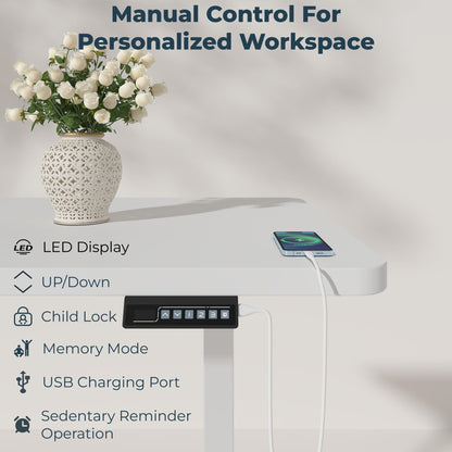 FitStand Standing Desk, Large 71x31 Inches Height Adjustable Stand Up Desk with Cable Management, Home Office Computer Desk with Memory Preset with Charging USB Port & Sedentary Reminder - WoodArtSupply