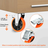 W B D WEIBIDA 5 inch Swivel Caster Wheels with Dual Locking, Heavy Duty Castors Set of 4, Silent Rolling, Top Plate Casters for Cart, Workbench, Furniture (Hardware Kits) W B D WEIBIDA