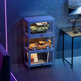 MoNiBloom 3-Tier Display Cabinet with Acrylic Doors, 42” Transparent Curio Display Case, Toy Organizers Rack & Storage Shelf for Living Room MoNiBloom