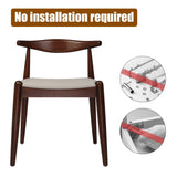 LUCKYERMORE Mid Century Dining Room Chairs Set of 4, Modern Kitchen Chairs with Solid Wood Indoor Classic Wishbone Chairs with Soft Cushion for Restaurant Cafes Farmhouse, Walnut, No Assembly Needed LUCKYERMORE