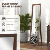 Tangkula Full Length Mirror with Stand, 61" x 14.5" Solid Wood Frame Floor Mirror, Free Standing Full Body Mirror for Living Room, Bedroom, Dressing Room, Cloakroom, Entryway, Brown (61" x 14.5") Tangkula