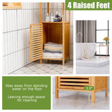 Tangkula Bathroom Cabinet, 65 Inch Tall Slim Bathroom Storage Cabinet with Shutter Door and 3 Open Shelves, Narrow Multifunctional Freestanding Linen Tower Cabinet, Natural Bamboo, 15.5x14.5x65 Inch Tangkula