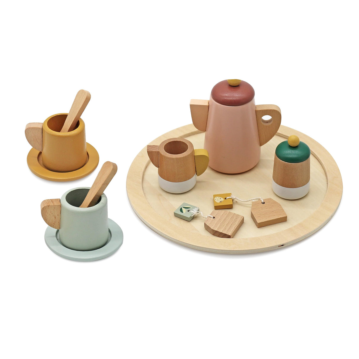 Touch us Wooden Toy Tea Set for Little Girls,Toddler Tea Set Play Kitchen Accessories for Children, Premium Solid Wood Pretend Play Food Playset for Kids Tea Party Generic