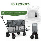 TIMBER RIDGE 400L Large Capacity Folding Double Decker Wagon, 54" Extra Long Extender Wagon Cart, 450lbs Heavy Duty Collapsible Wagon, All-Terrain Big Wheels for Camping, Sports, Shopping, Gray TIMBER RIDGE