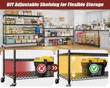 PrimeZone 60" W x 24" D x 76" H Heavy Duty Wire Storage Shelves with Wheels, 4 Tier Adjustable NSF Certified Garage Shelving Unit, Rolling Metal Organizer Shelf Rack for Warehouse, Pantry, 2 Packs PrimeZone
