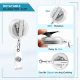 30 Pack Badge Reels Retractable with Swivel Alligator Clip Retractable Badge Holder Reel Clips for Teachers, Students, Office Workers (Translucent Clear) koorito