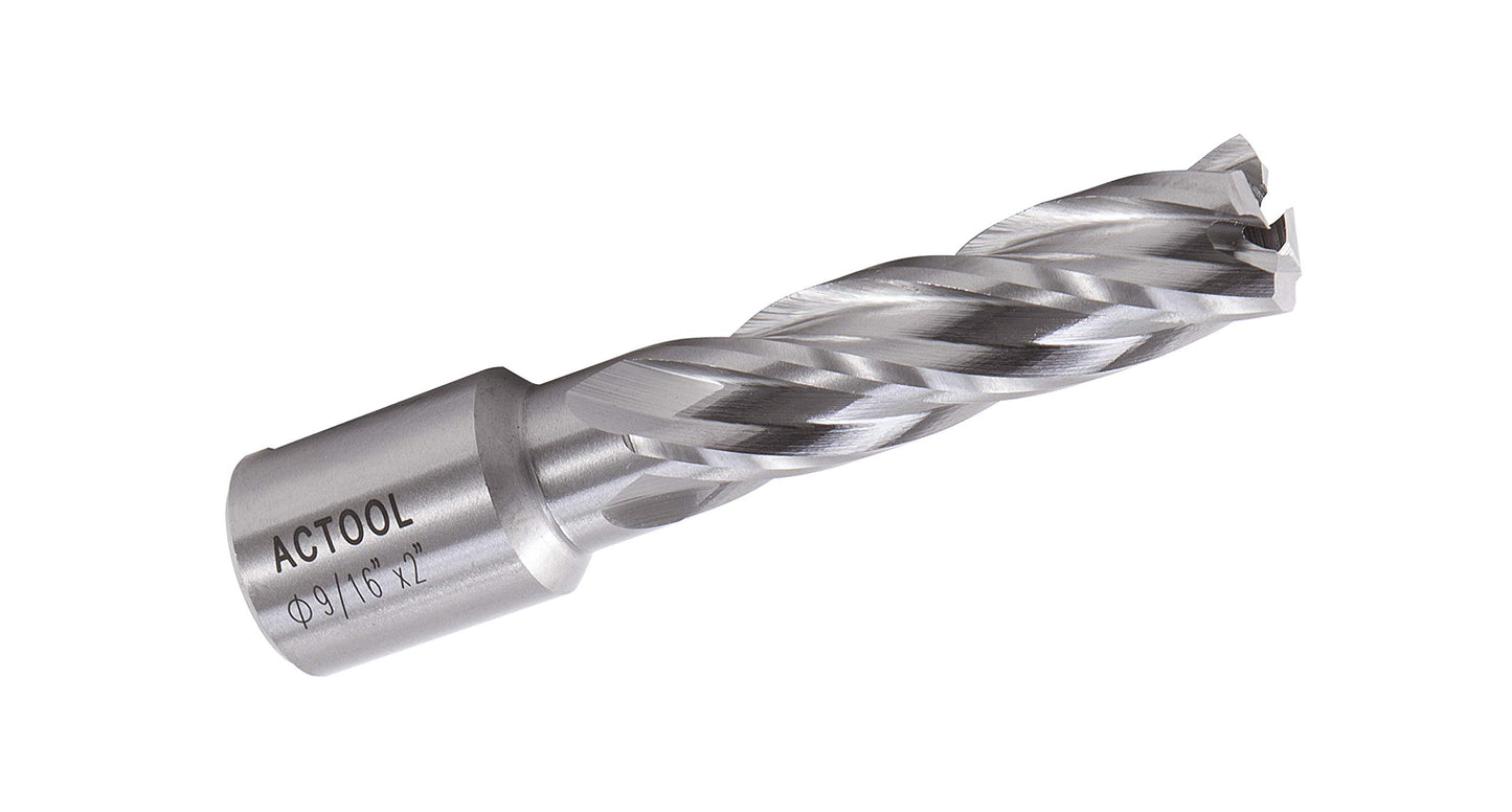 ACTOOL 9/16" Diameter × 2" Depth of Cut HSS ANNULAR Cutter with 3/4'' Weldon Shank - WoodArtSupply