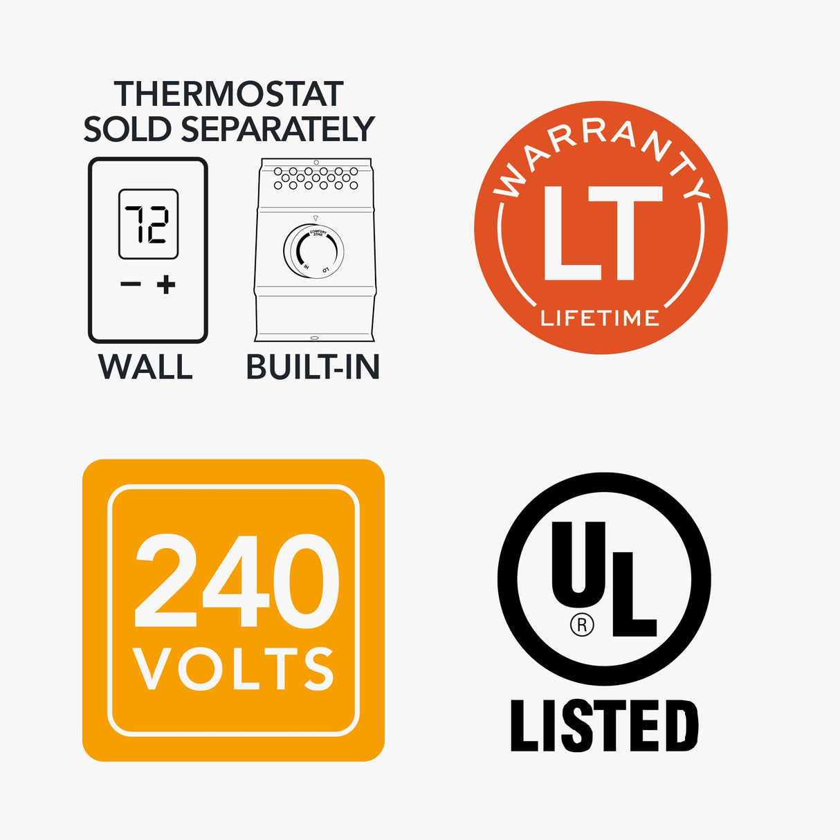 Cadet F Series 48" Electric Baseboard Heater (Model: 4F1000W, Part: 09954 ), 3415/2560 BTU, 240/208 Volt, 1000/750 Watt, White Cadet