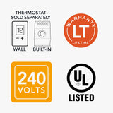 Cadet F Series 48" Electric Baseboard Heater (Model: 4F1000W, Part: 09954 ), 3415/2560 BTU, 240/208 Volt, 1000/750 Watt, White Cadet
