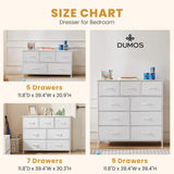 DUMOS Dresser for Bedroom, 5 Storage Drawers, Wide Fabric Closet Chests Organizer Tower Furniture with Wooden Top Metal Frame for Clothes, Guest Room, Living Room, Hallway, Entryway DUMOS