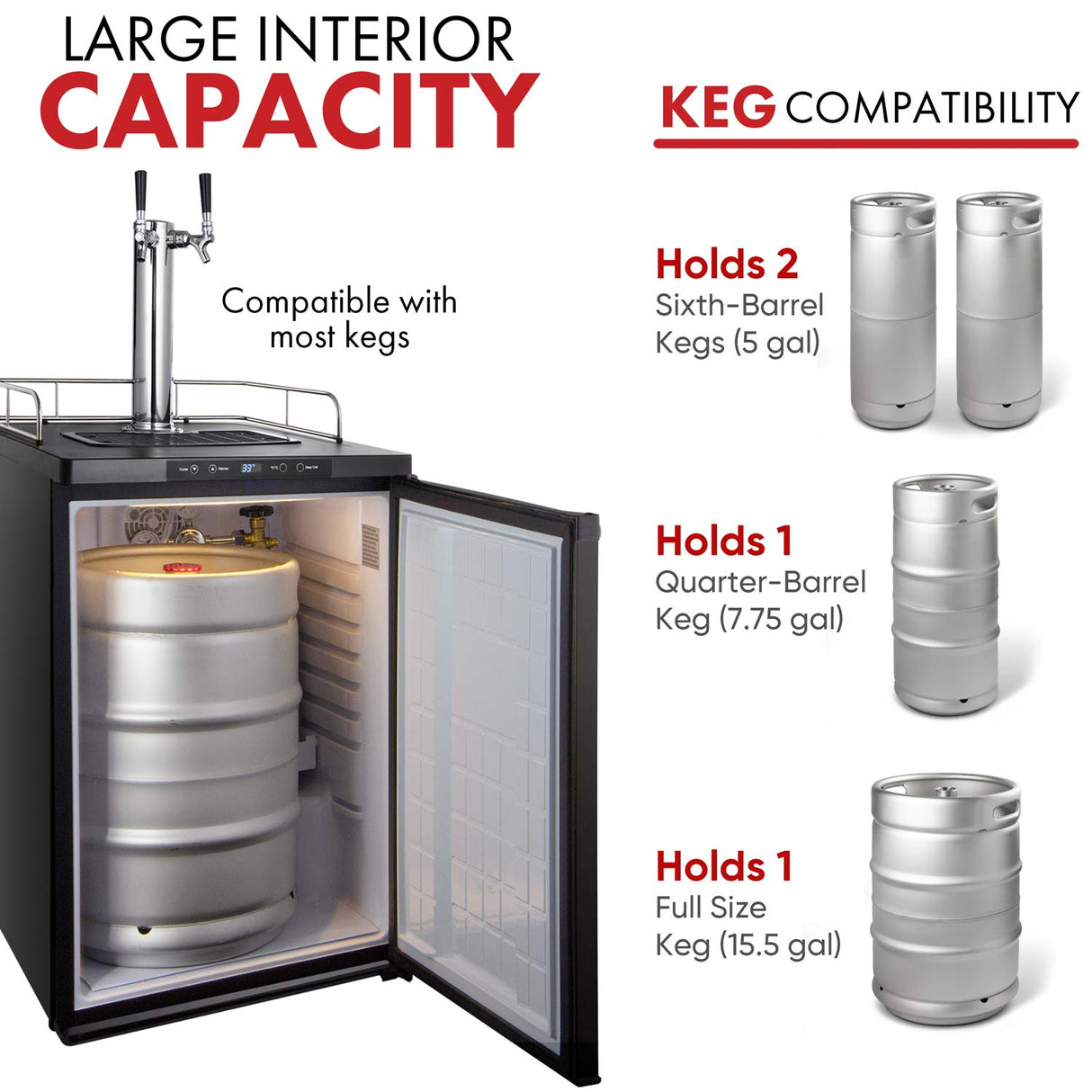 Kegco HBK309S-2 Home Brew Keg Dispenser, Stainless Steel, 2 Tap Kegco