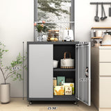 GREATMEET Metal Storage Cabinet with Locking Doors,Steel Storage Cabinet with Wheels Suit for Home Office with 1 Adjustable Shelf for Files, Black&Grey GREATMEET