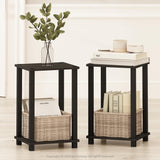 Furinno Simplistic Compact Bedside Table, Nightstand, Espresso/Black, Set of 2 Furinno