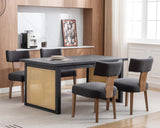 HNY Mid Century Modern Dining Chairs Set of 6, Farmhouse Linen Upholstered Accent Chairs Curved Backrest Kitchen Chairs, with Hardwood Frame, Charcoal HNY