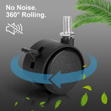 Dalyndar 4 Pack 1.5 Inch Swivel Stem Caster Wheels Replacement Casters 1.5'' Furniture Wheel with Locking Brake Metric Threaded Stem M8 Wheels for Table Drawer Plant Shelf Metal Rack Laundry Basket Dalyndar