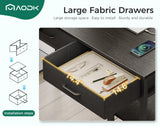 AODK 48 Inch Black Gaming Desk with Fabric Drawers, Power Outlets, and Storage Shelves AODK