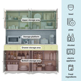 FUFU&GAGA 75.9" Tall Kitchen Pantry Cabinet with 5 Tiers Shelf, 8 Doors & 3 Drawers & Microwave Stand, Freestanding Hutch Cabinet with Buffet Cupboard for Kitchen, Dinningroom FUFU&GAGA