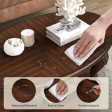 YWUFUART 42" Wood Coffee Table for Living Room Oval Coffee Table with Storage Shelf, Antique Table Legs with Elegant Carvings, Easy Assembly, Cherry YWUFUART