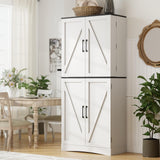BREEZEHEAT 72" Tall Kitchen Pantry Cabinet, White Freestanding Farmhouse Pantry Storage Cabinet with 180° Swivel Doors, Adjustable Shelves & Drawer, Hutch Cabinet for Kitchen, Dining Room or Bathroom BREEZEHEAT