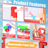 JOYOOSS Kids Wooden Easel with Paper Roll - Adjustable Magnetic Double Sided Drawing Board Whiteboard & Chalkboard Dry Easel Board,Children Art Easel for 3~12 Years Kids Boys Girls Painting Drawing Joyooss