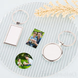 Framendino, 12 Pack Sublimation Keychain Blanks Heat Transfer Press Blank Key Chains with Key Rings for DIY Photos Crafts Rectangular Round Square Love Heart Silver Framendino