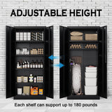 TaskStorz 71 Inch Metal Storage Cabinet with Locking Doors and Adjustable Shelves, Steel SnapIt Cabinet, Metal Garage Cabinet, Tool Cabinets for Office, and Home Use (Black) TaskStorz