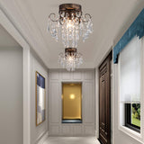 Q&S Small Crystal Ceiling Light Fixture Flush Mount,Black Ceiling Lights Modern Chandelier,Bedroom Hallway Closet Light Fixture Ceiling,Dia9.5 1 Light. Q&S