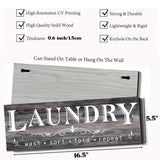 Laundry Sign, Solid Wood Laundry Room Decor, Rustic Signs Wall Hanging for Home Farmhouse Wall Decorations, 5.5 x 16.5 inch COLOR VALLEY ART