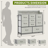 ErgoDesign 9 Drawers Dresser with Hooks, Dressers for Bedroom, Living Room, Hallway, Nursery (Greige) ErgoDesign